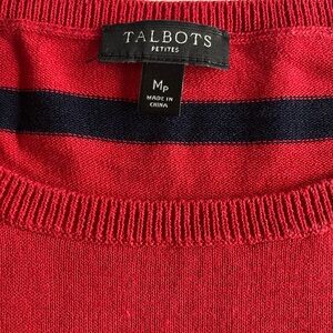 Talbots Red and Navy Striped Sweater